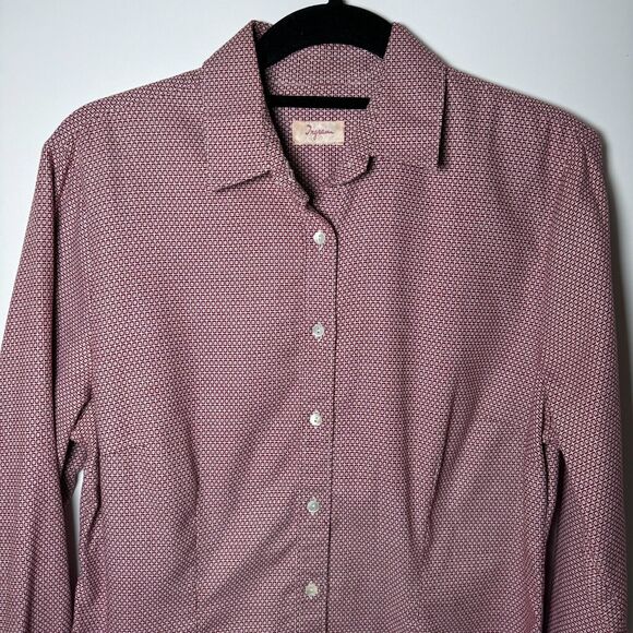 Vintage Ingram Italian Cotton Button Up Shirt Mens 48 Burgundy Geometric EU Made - Picture 4 of 16